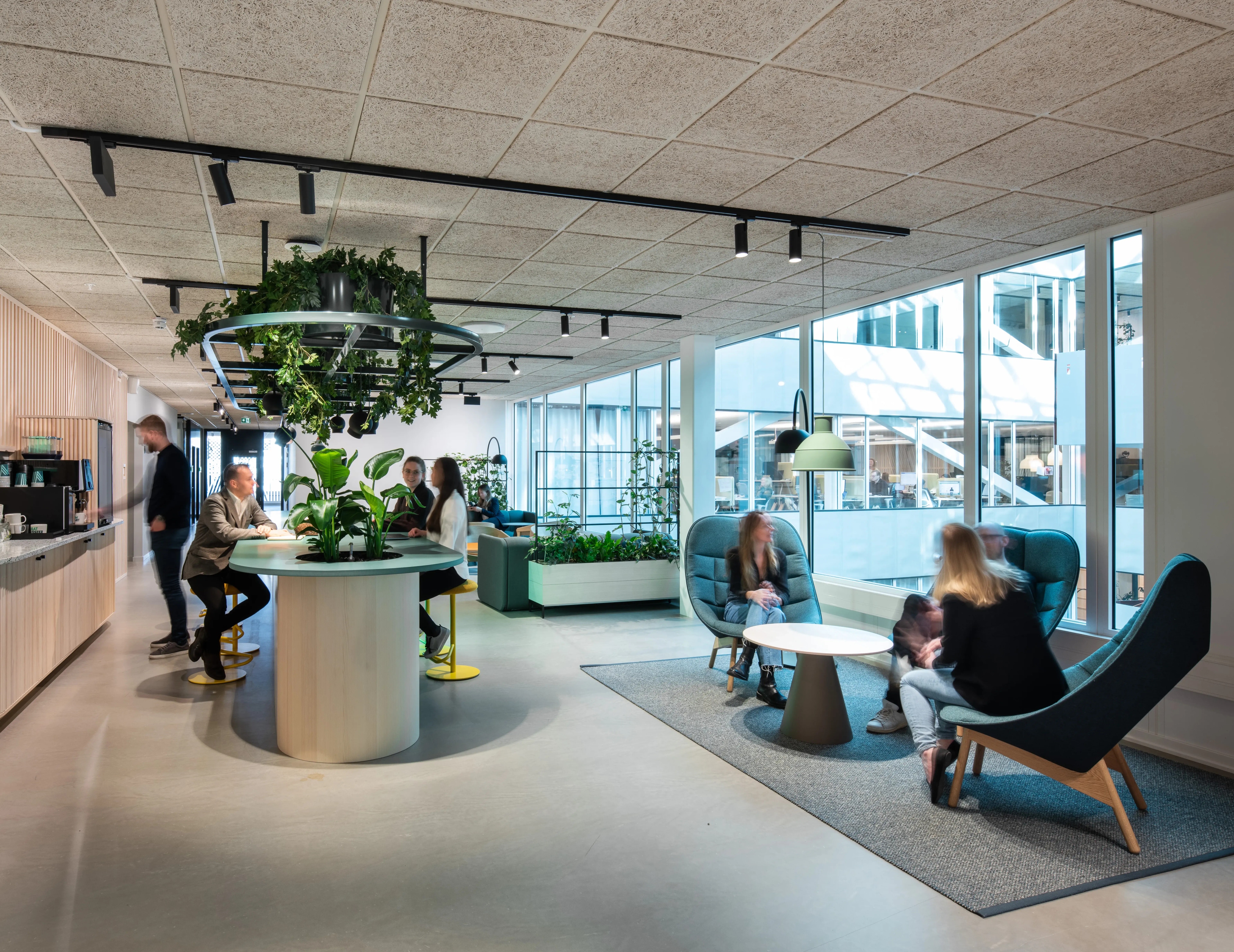 People lounging in Academic Work office
